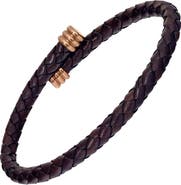 Link Up Flexible Braided Leather Bracelet With Stainless Steel End Caps