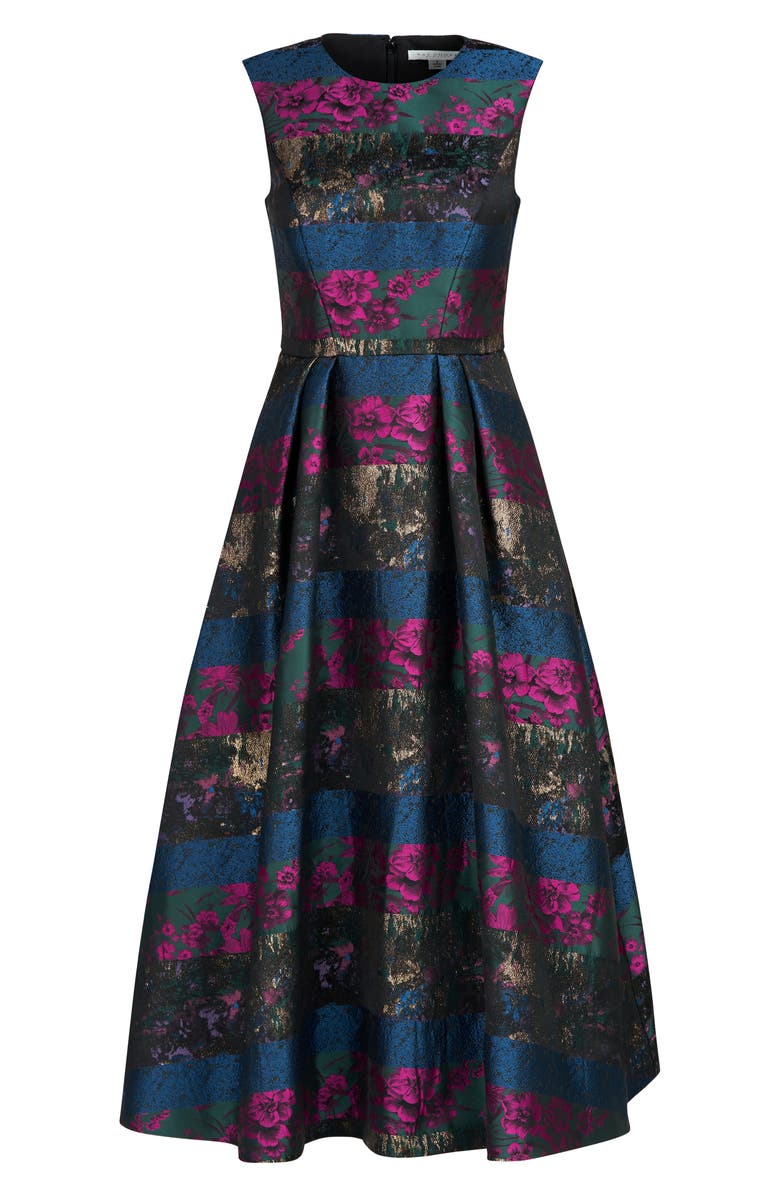 Kay Unger Faye Jacquard Fit & Flare Dress, Alternate, color, Rhubarb Multi