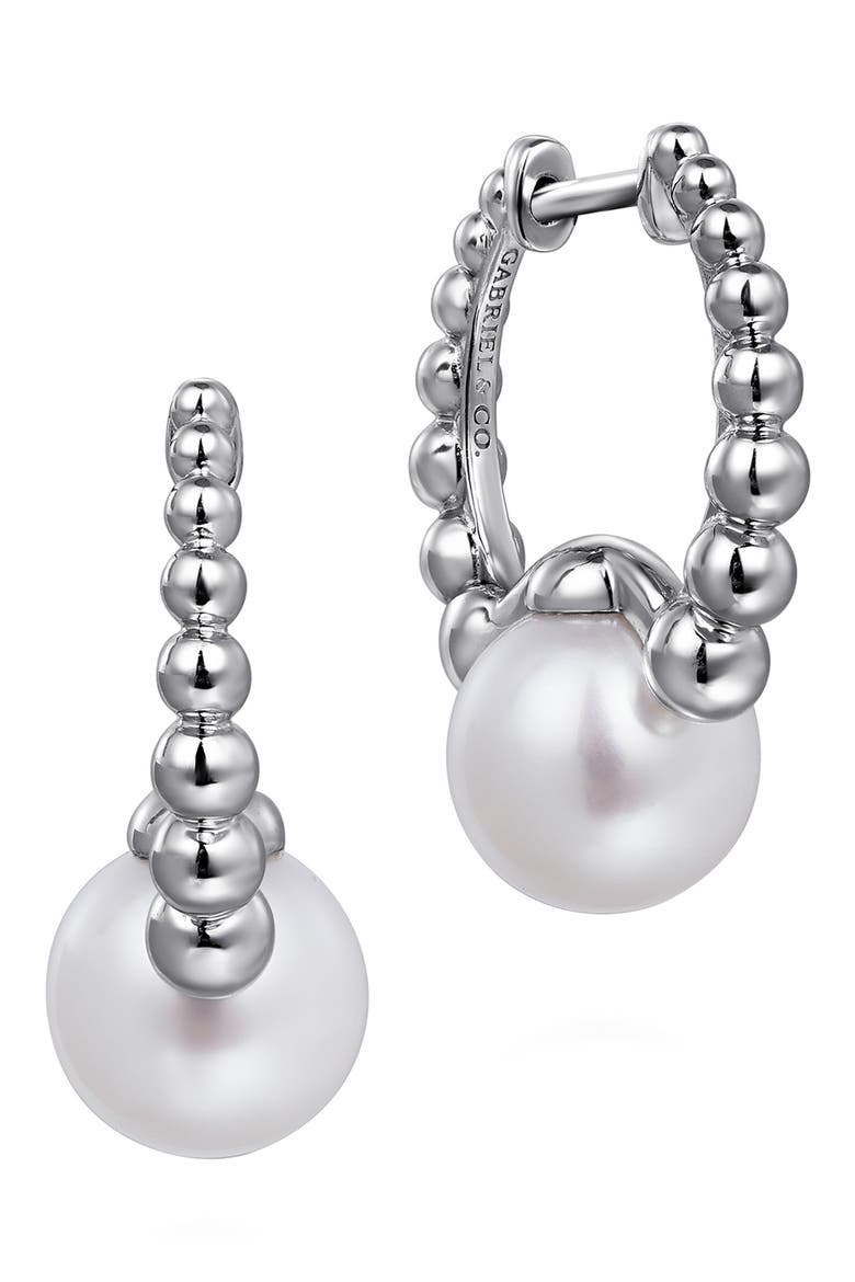 Bujukan Pearl Sterling Silver Huggie Hoop Earrings, Main, color, STERLING SILVER