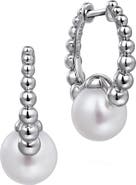 Gabriel & Co. Bujukan Pearl Sterling Silver Huggie Hoop Earrings