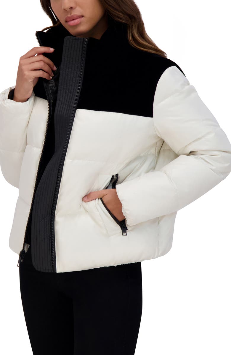 Andrew Marc Tilly Modern Down & Feather Fill Crop Jacket, Alternate, color, Birch