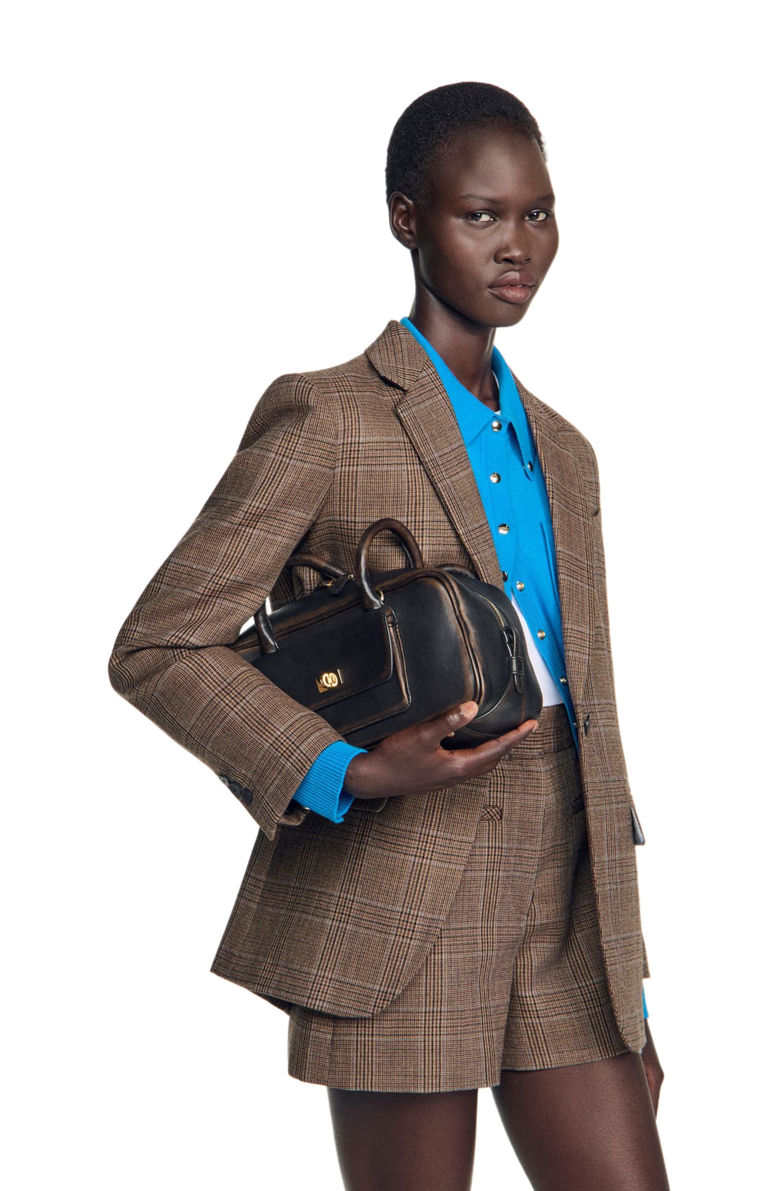 EZMEHRALDA leather bag, Alternate, color, Brown