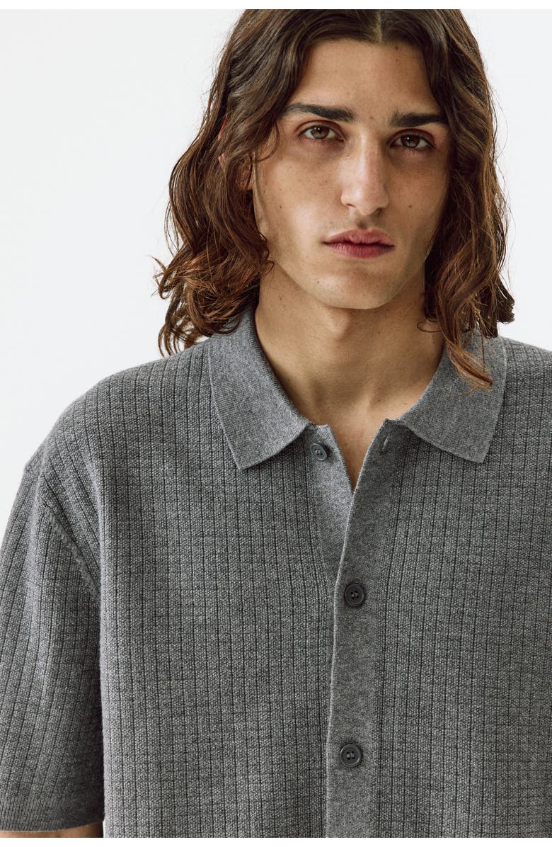 H&M Regular Fit Textured-knit Shirt, Alternate, color, Gray