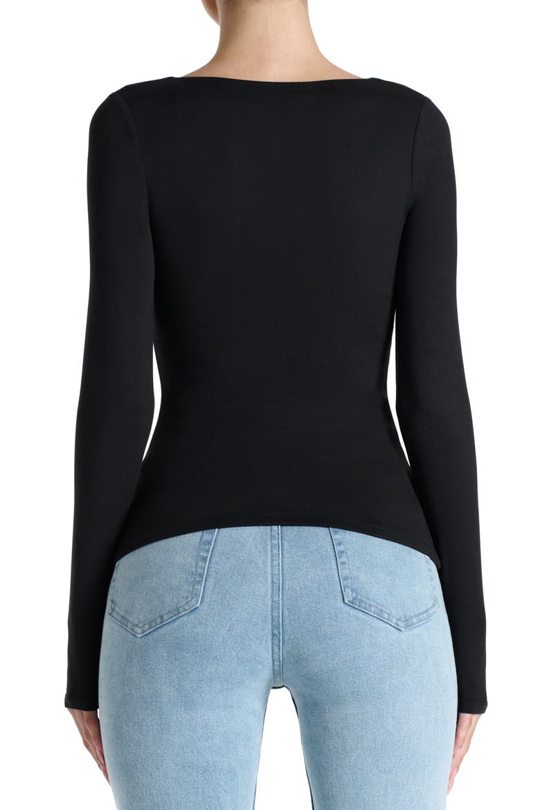 Bare Scoop Neck Long Sleeve Top, Alternate, color, BLACK