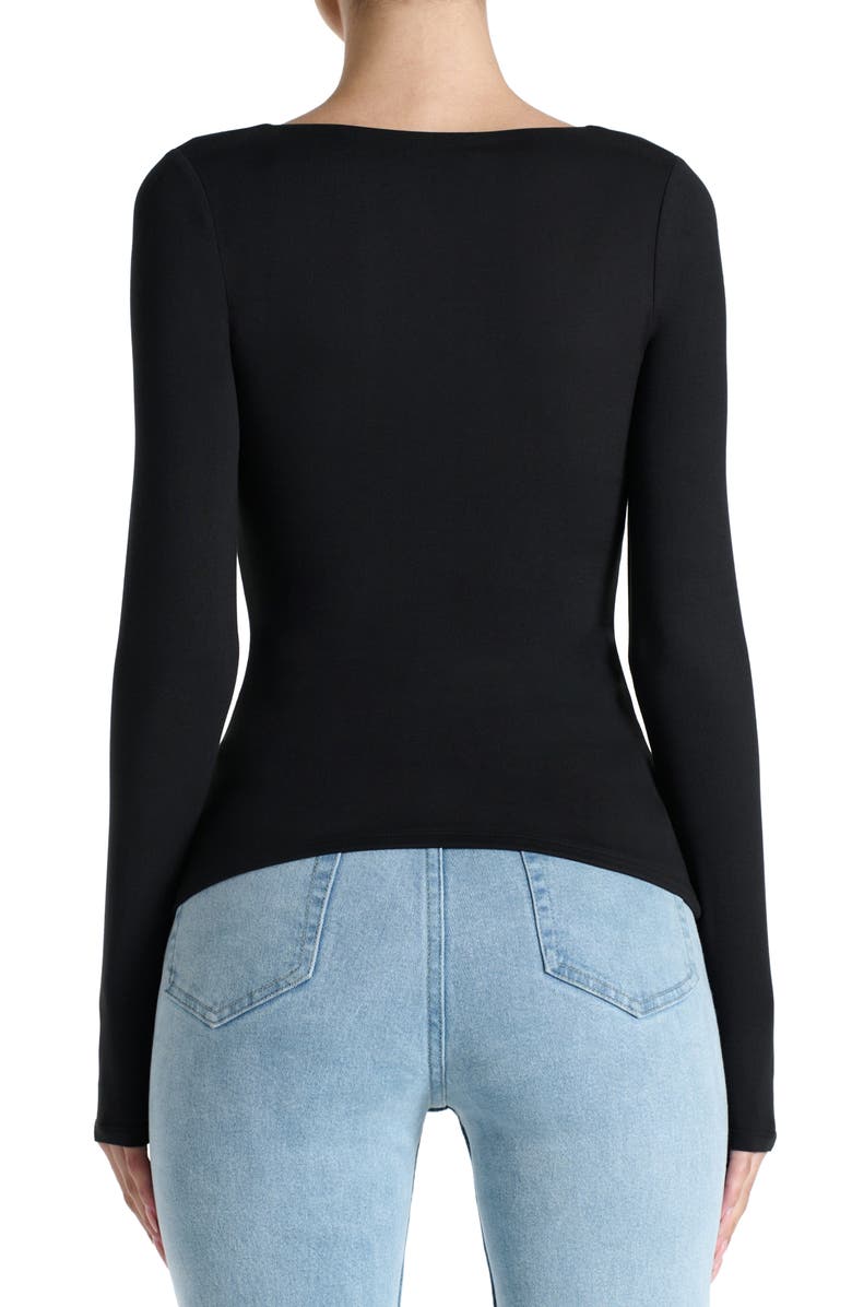 Naked Wardrobe Bare Scoop Neck Long Sleeve Top, Alternate, color, Black