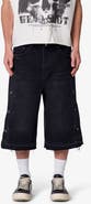 mnml Ultra Baggy Offset Button Denim Shorts