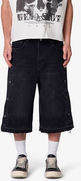 mnml Ultra Baggy Offset Button Denim Shorts