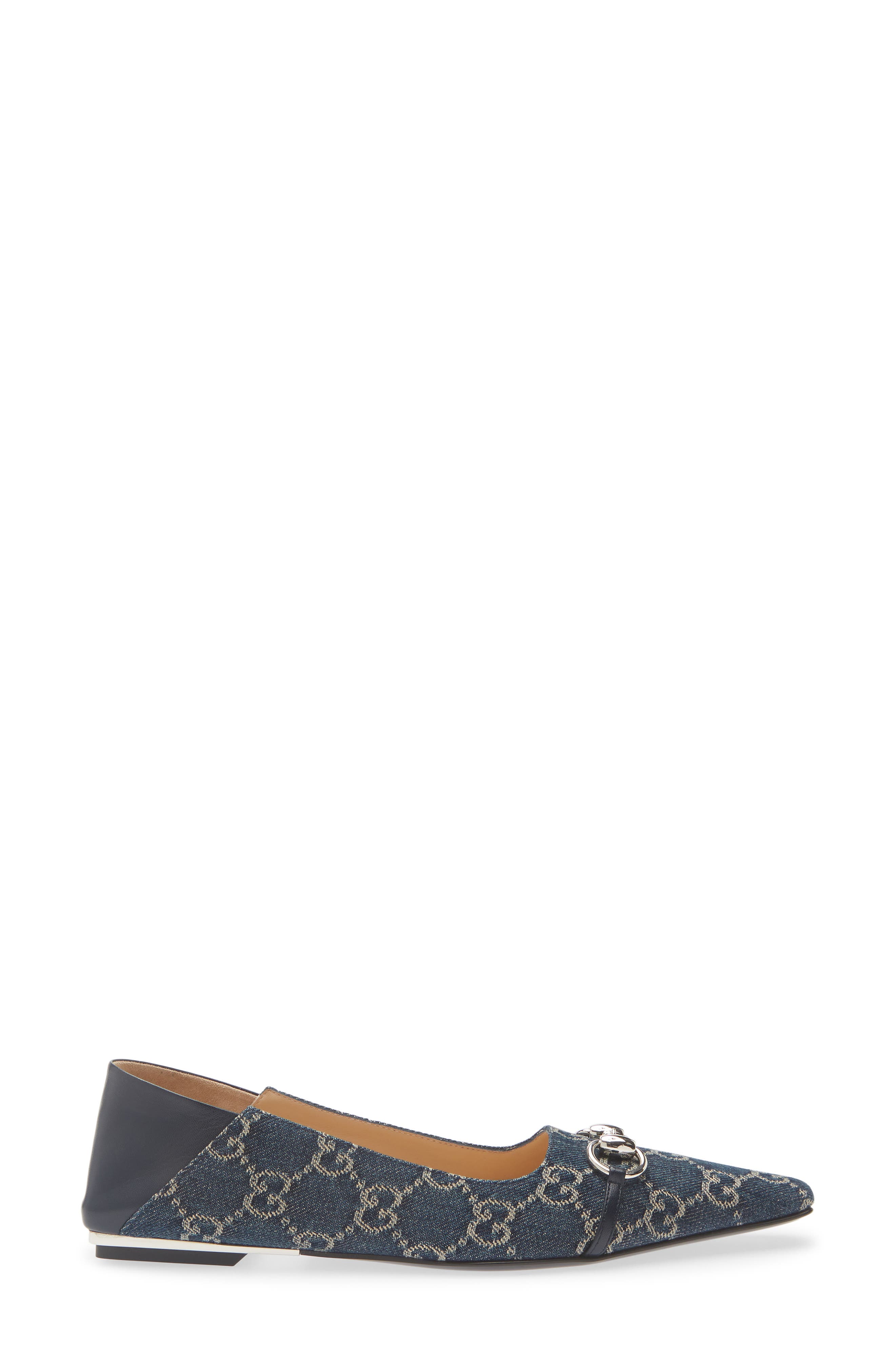 Vittoria Horsebit GG Canvas Convertible Flat, Alternate, color, 4741 DENIM