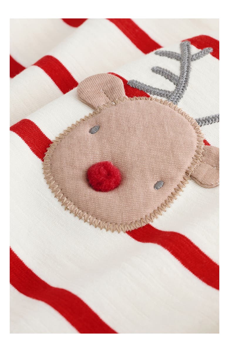 NEXT Kids' Long Sleeve Christmas Stripe Reindeer Appliqué T-Shirt, Alternate, color, Neutral