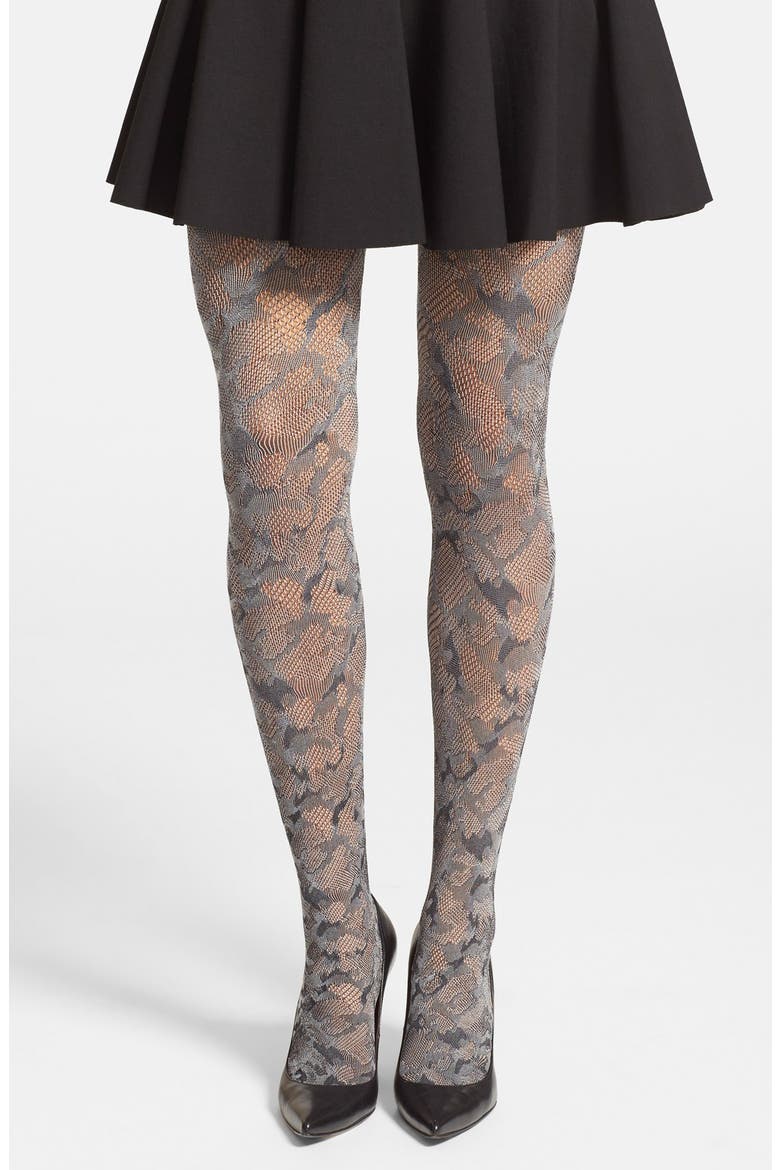 Camo Jacquard Tights, Main, color, BLACK COMBO