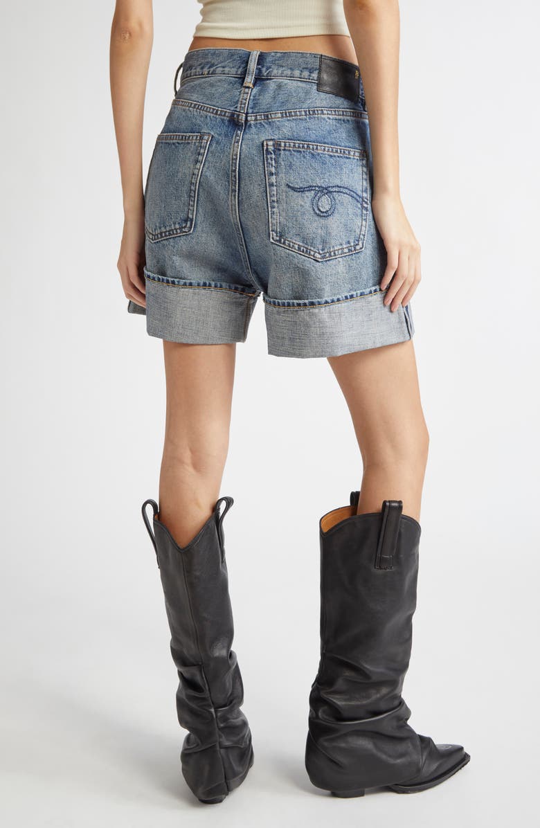 R13 Nina Cuffed Denim Shorts, Alternate, color, Barter Indigo