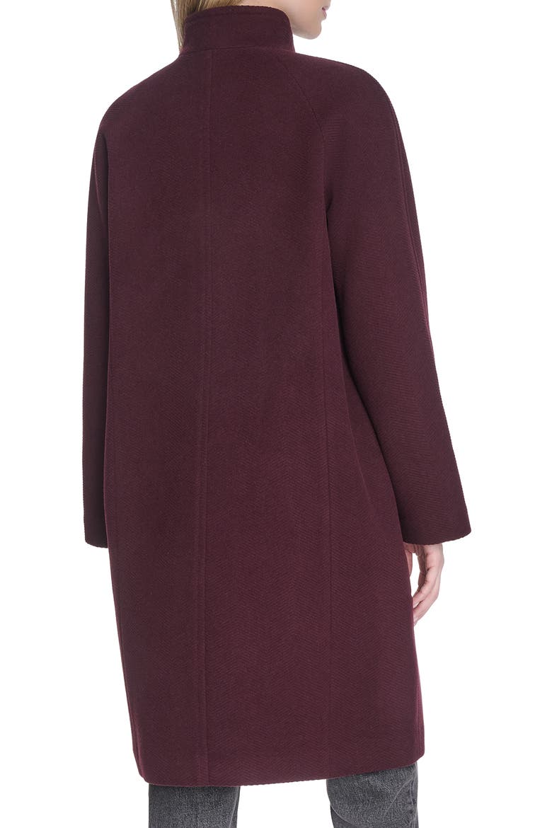Asymmetric Wool Blend Coat, Alternate, color, BURGUNDY