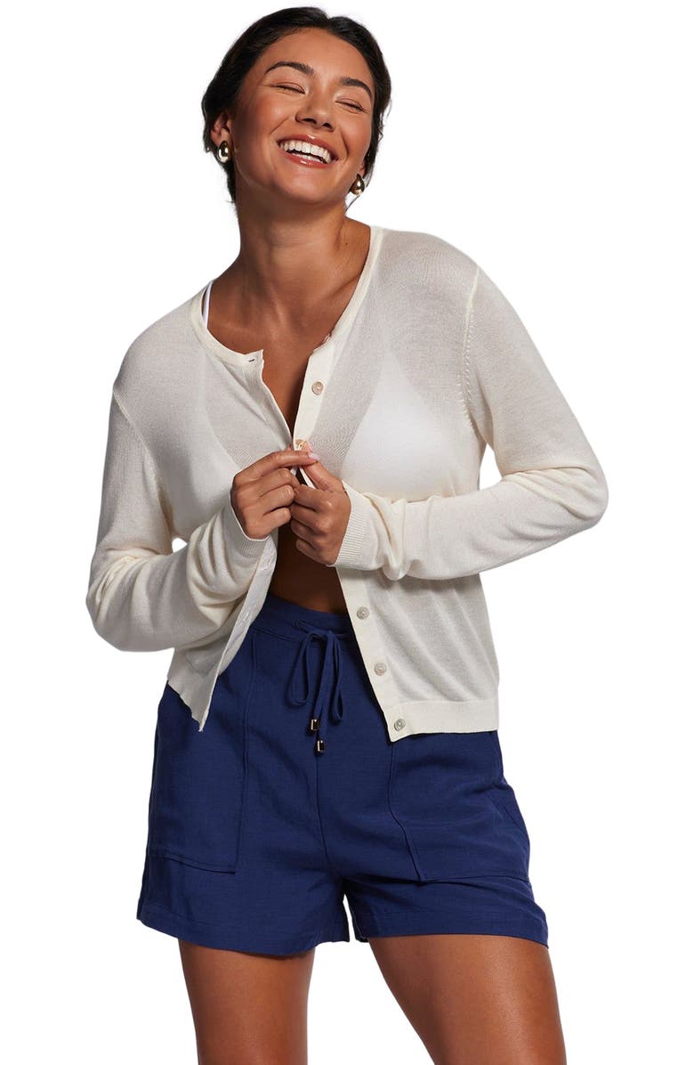 Tori Richard Featherweight Knits Nina Cardi, Main, color, Ivory
