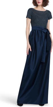 EMILY SHALANT Beaded Taffeta Gown