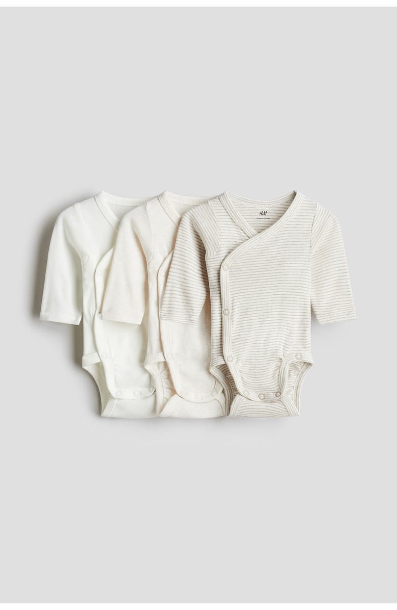 H&M 3-pack Wrapover Bodysuits, Main, color, 