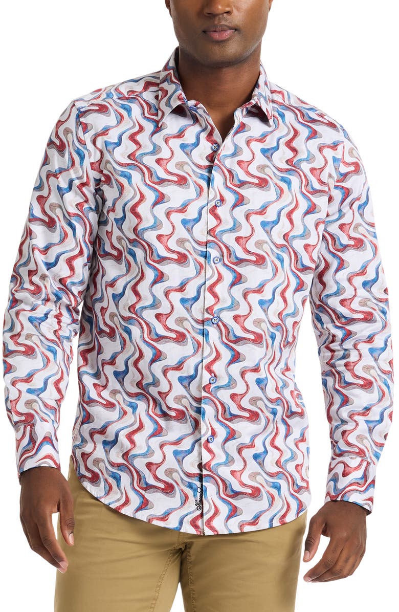 Robert Graham Nate Long Sleeve Button Up Shirt, Main, color, White Multi