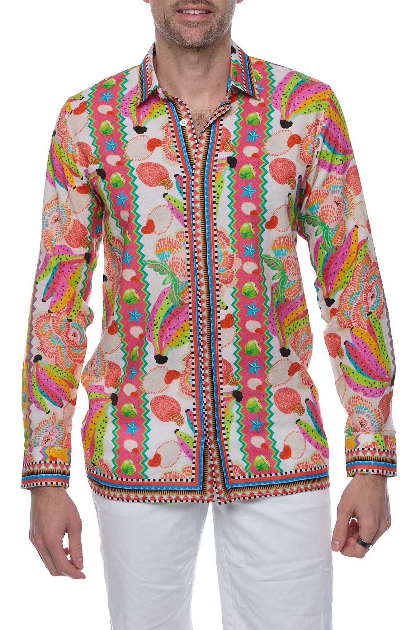 RANEES Linen & Cotton Long Sleeve Resort Shirt