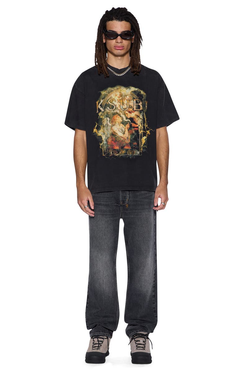 Ksubi Ascension Ekcess Faded Cotton Graphic T-Shirt, Alternate, color, Charcoal