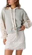 Free People Laced In Crochet Sleeve Hoodie