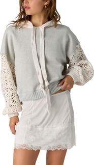 Free People Laced In Crochet Sleeve Hoodie