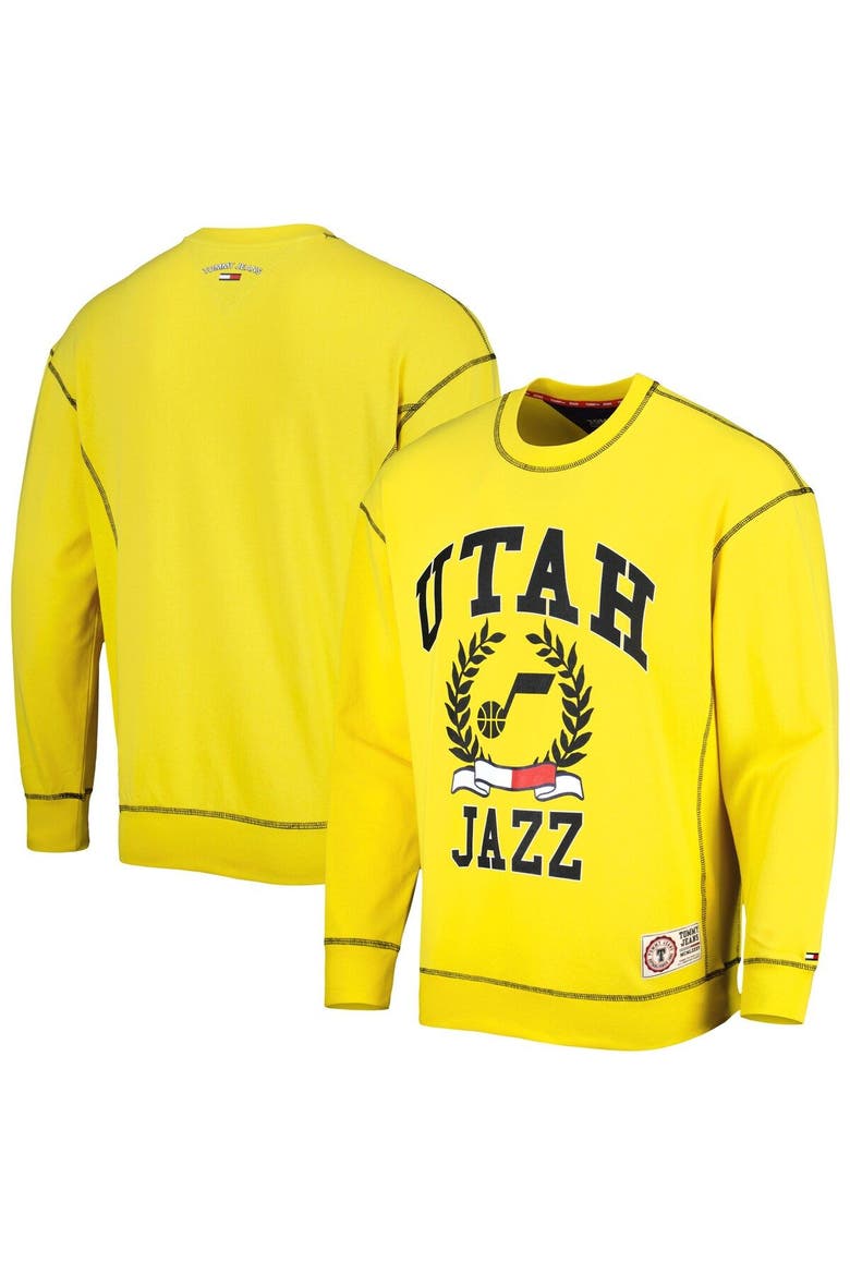 Men's Tommy Jeans Gold Utah Jazz Peter French Terry Pullover Sweatshirt, Main, color, Yellow