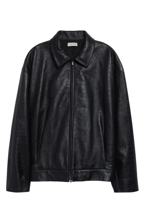 Fear Of God Crocodile-embossed Crop Leather Jacket In Black