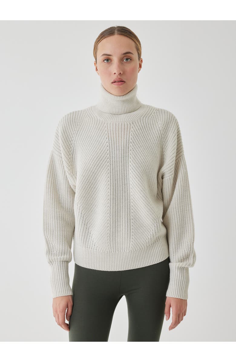 Majestic Filatures Merino Rib Long Sleeve Mock Neck Turtleneck, Main, color, Milk