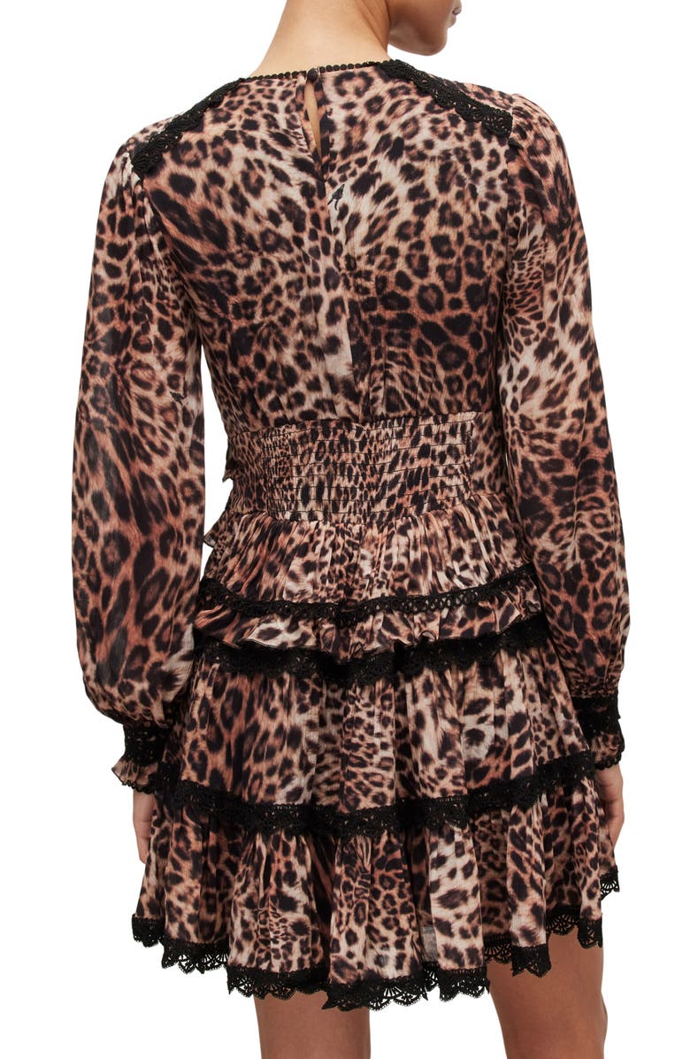 AllSaints Zora Evita Animal Print Balloon Sleeve Dress, Alternate, color,