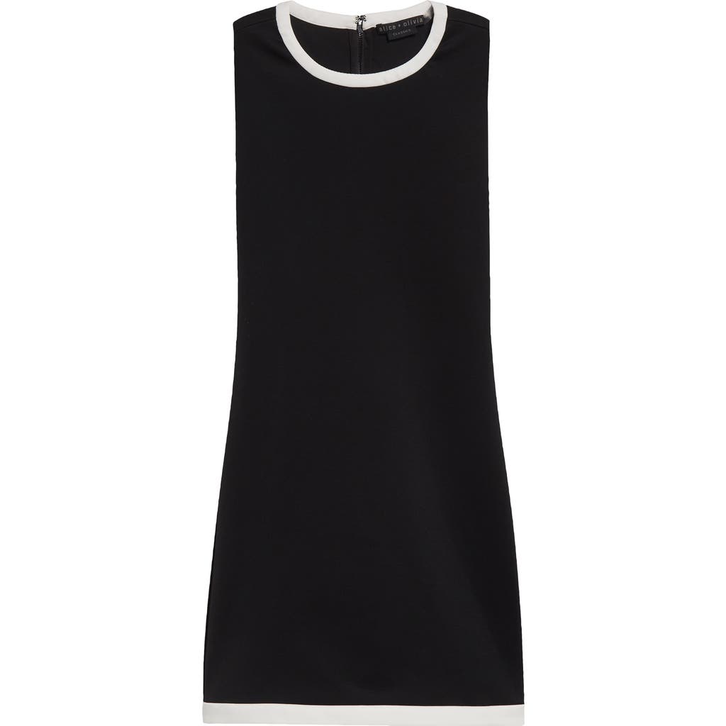 Alice And Olivia Wynell Scuba Mini Dress In Black/off White