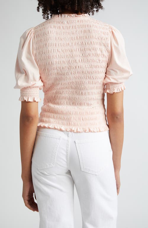 Veronica Beard Langston Smock Cotton Top In Pink