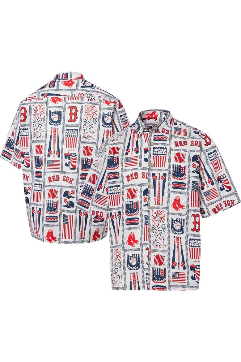 Men's Reyn Spooner White Boston Red Sox Americana Button-Up Shirt, Main, color, White