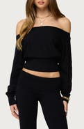 EDIKTED Skyla Off the Shoulder Crop Sweater
