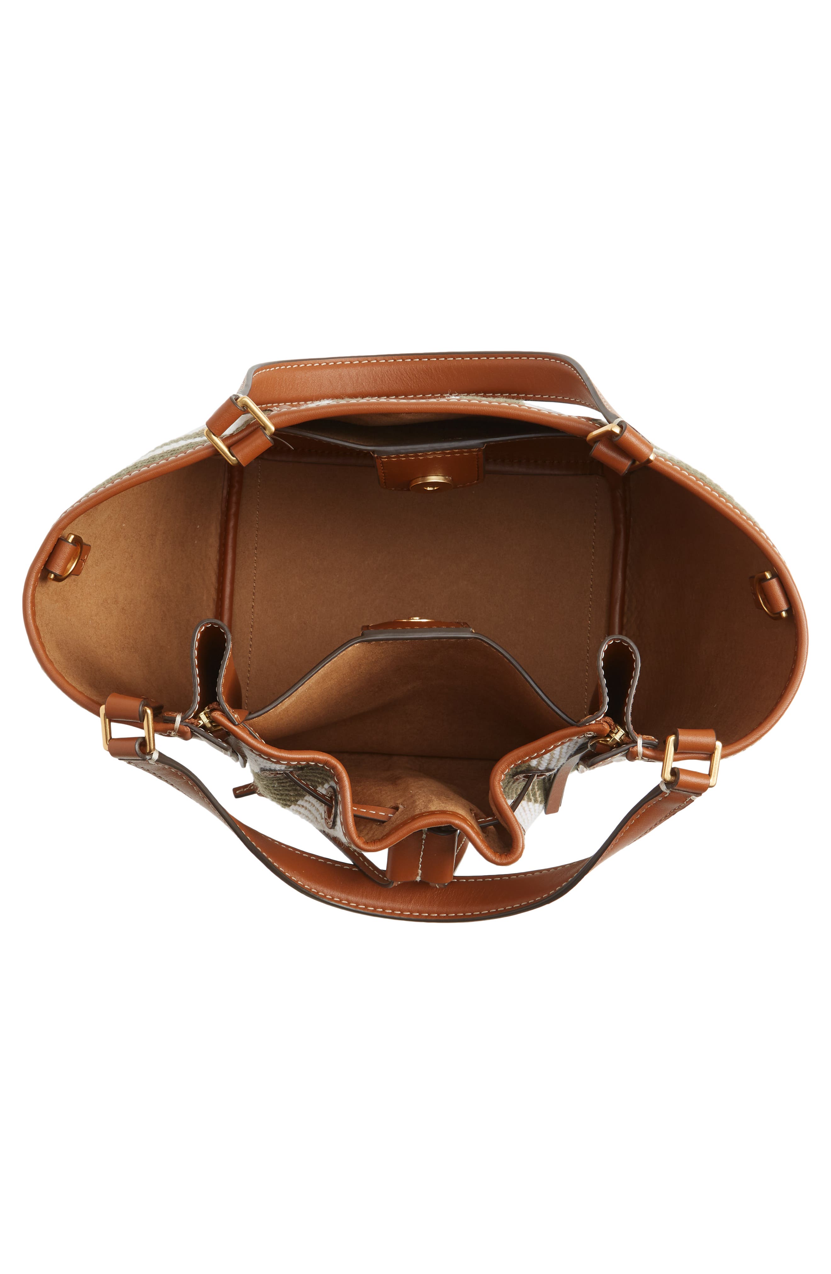 Tory Burch McGraw Stripe Dragonfly Drawstring Satchel, Alternate, color, 