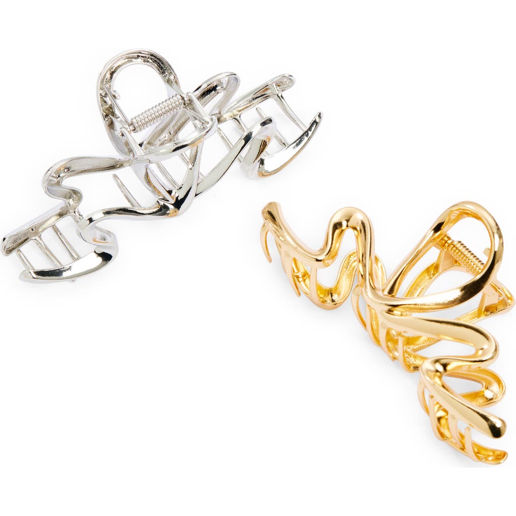 Tasha Assorted 2-pack Metallic Jaw Hair Clips In Gold Silver