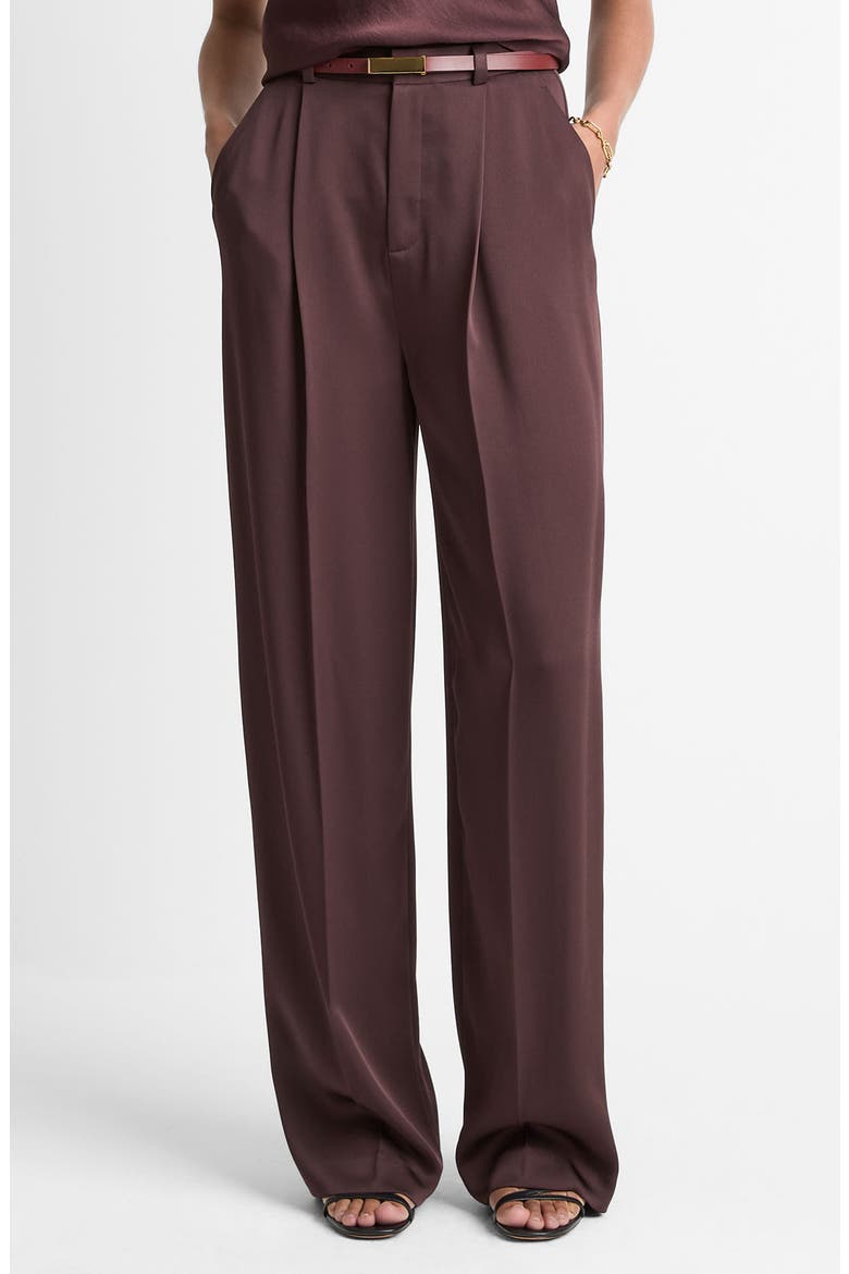 Wide Leg Pleated Pants, Main, color, DARK FIG