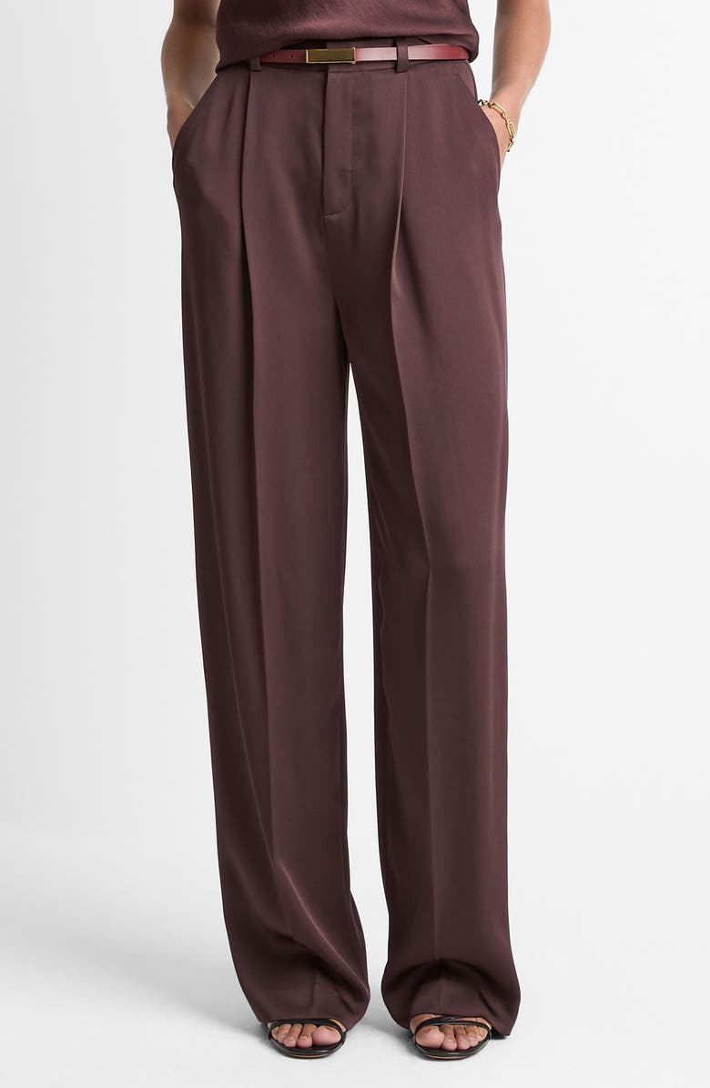 Vince Wide Leg Pleated Pants, Main, color, Dark Fig