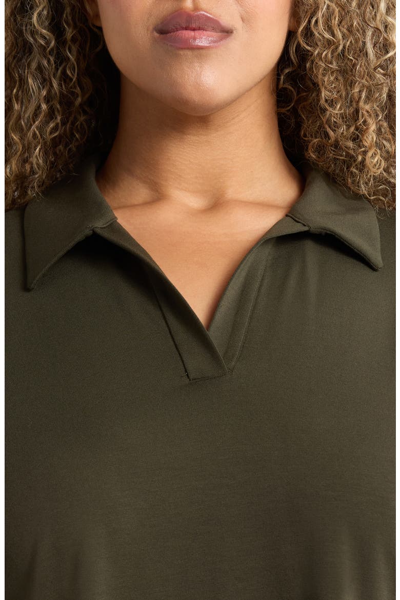 Boxy Henley Jersey Top, Alternate, color, WOODLAND