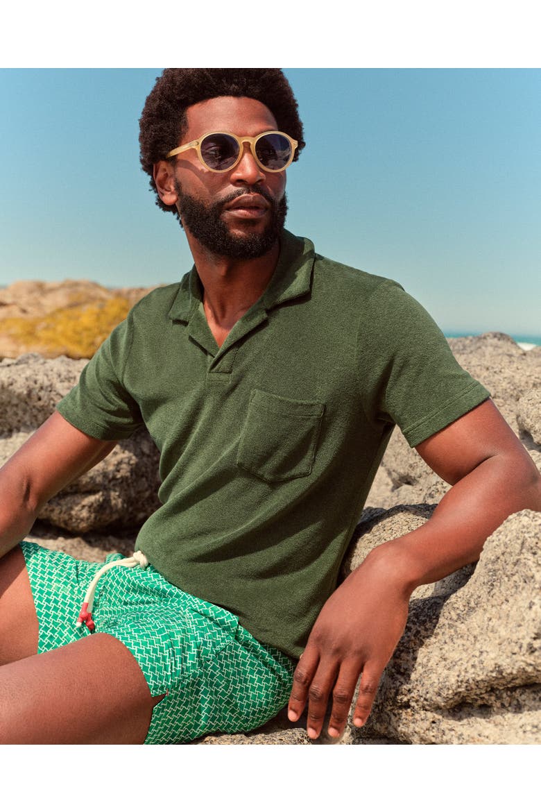 Terry Towelling Tailored Fit Towelling Polo Shirt, Alternate, color, Amazonian Green