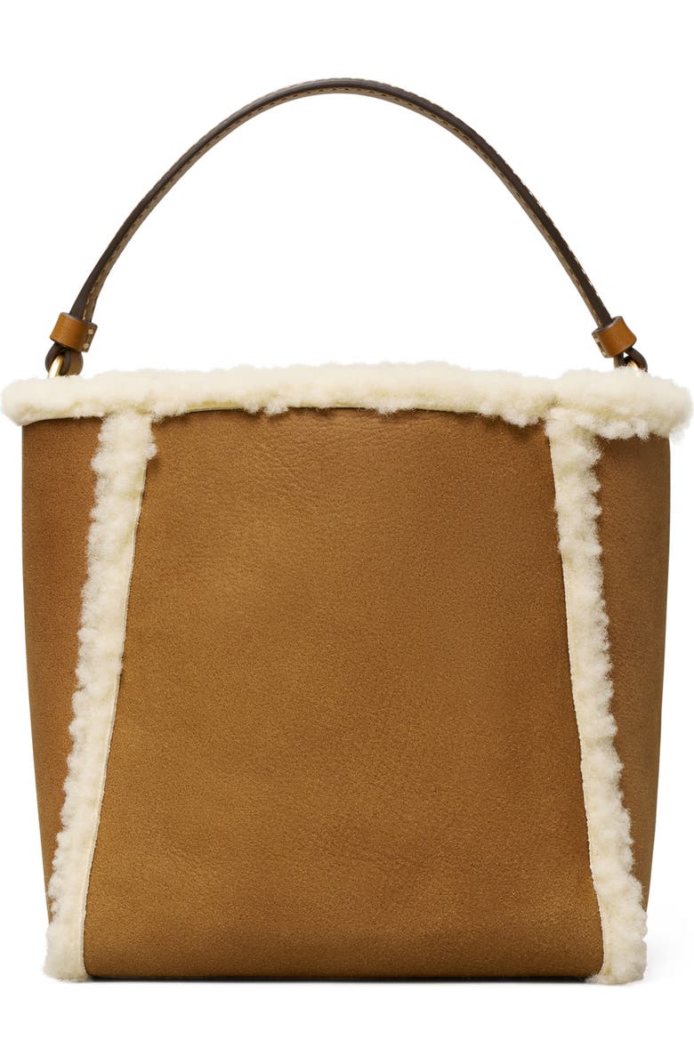 Tory Burch Small McGraw Genuine Shearling Bucket Bag, Alternate, color,