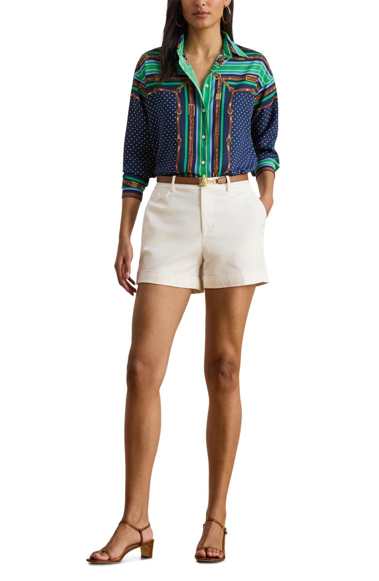 Lauren Ralph Lauren Kotta Mixed Print Crêpe de Chine Button-Up Shirt, Alternate, color, Blue Multi