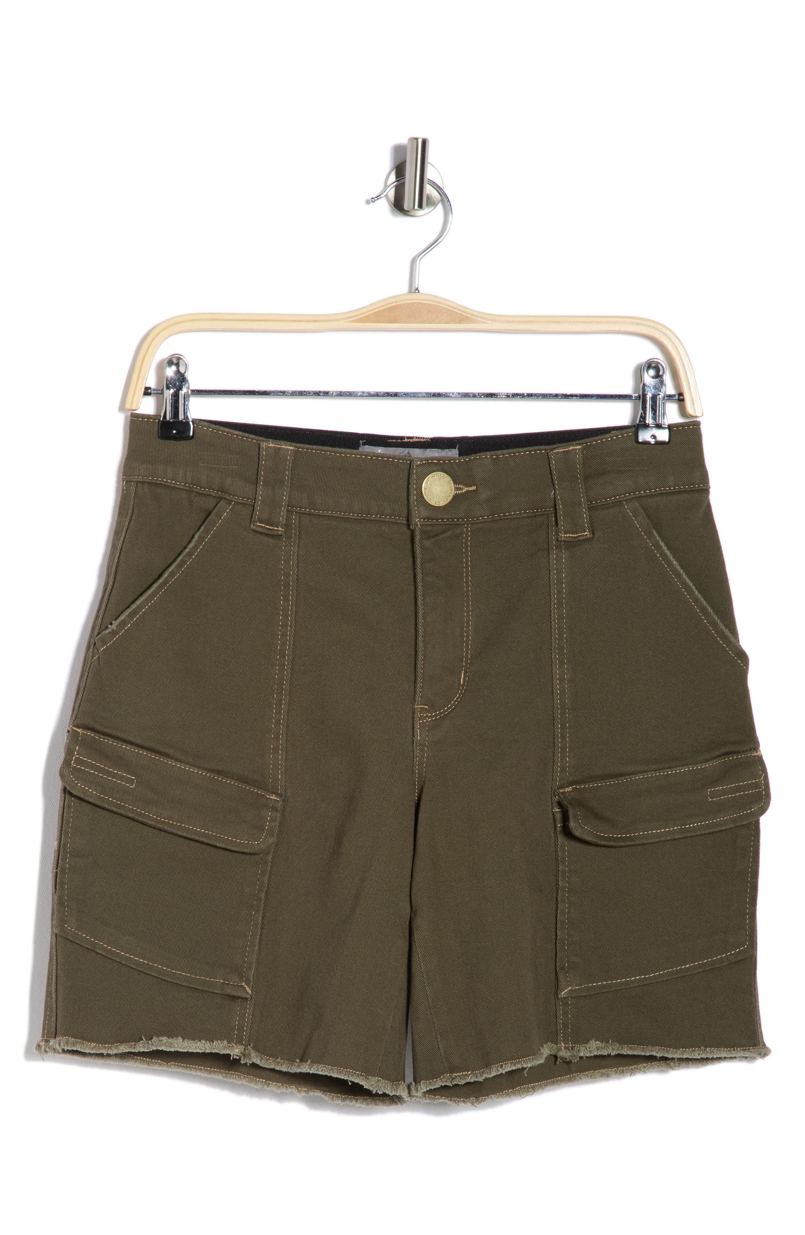 Democracy Patch Pocket Fray Hem Cargo Shorts