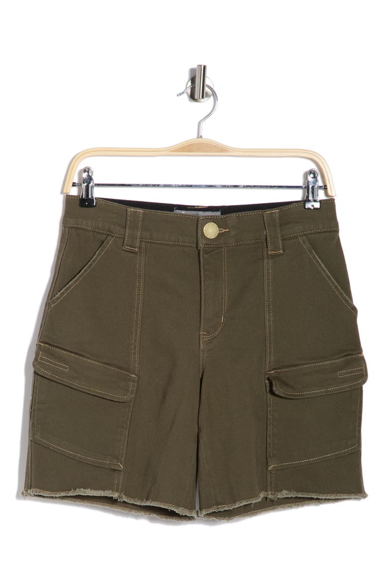 Patch Pocket Fray Hem Cargo Shorts, Alternate, color, CAPER
