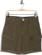 Democracy Patch Pocket Fray Hem Cargo Shorts