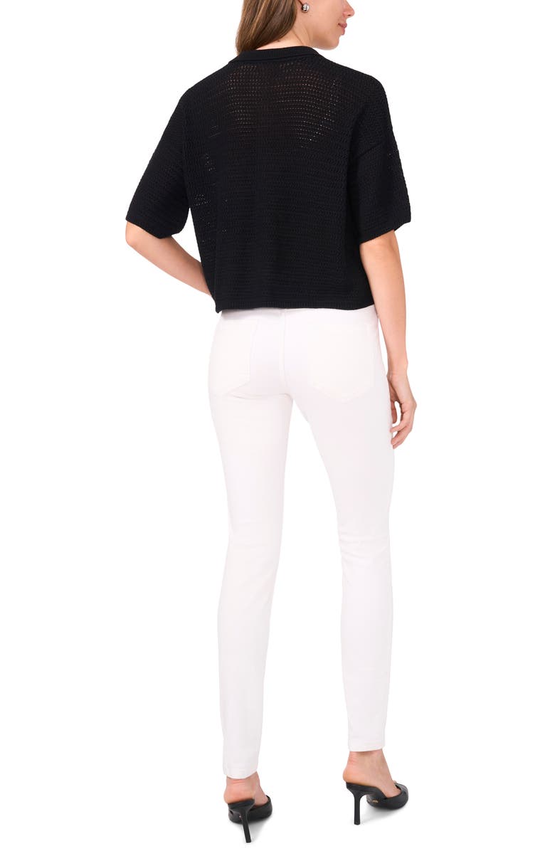 Halogen<sup>®</sup> Cotton Short Sleeve Cardigan, Alternate, color, Rich Black 060