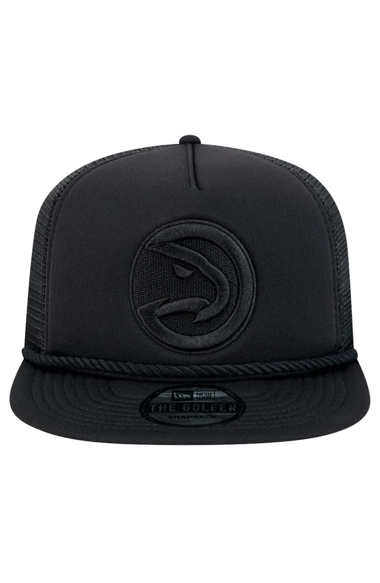 New Era Men's New Era Black Atlanta Hawks Tone Foam Meshback Golfer Snapback Hat, Alternate, color, 
