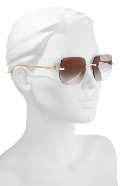 Cartier 55mm Gradient Rimless Rectangular Sunglasses