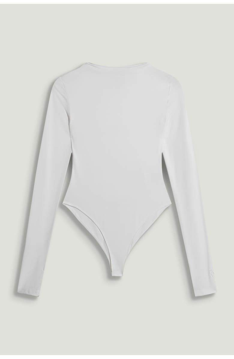 Nocturne Long-Sleeve Jersey Bodysuit, Alternate, color, White