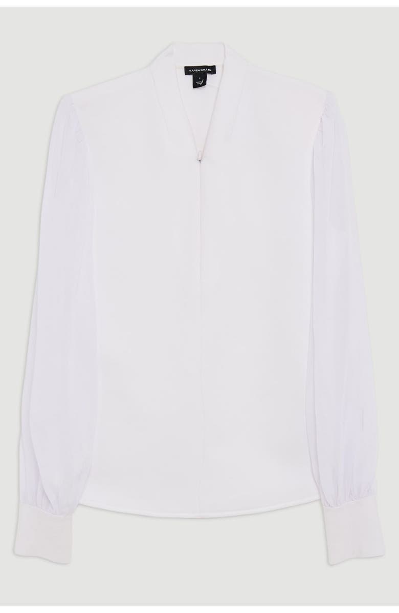 Karen Millen Zip Detail Chiffon Sleeve Knit Top, Alternate, color, Ivory