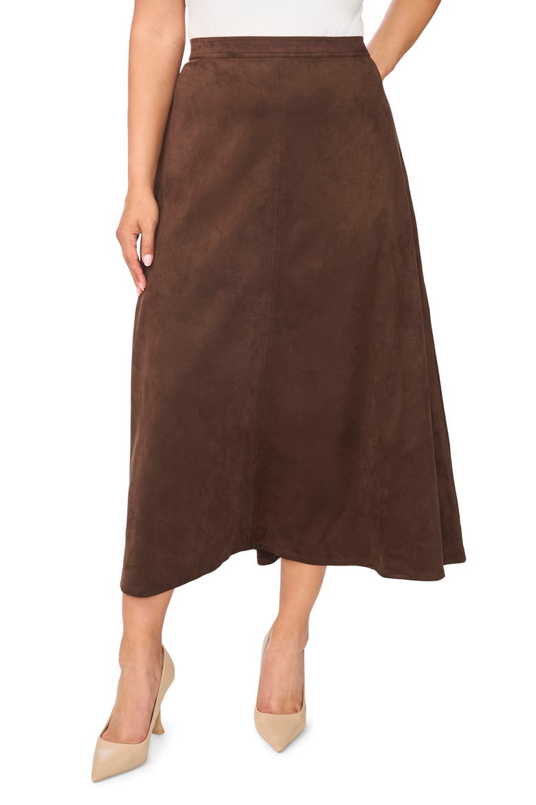Center Seam Faux Suede Maxi Skirt, Main, color, RICH CHOCOLATE