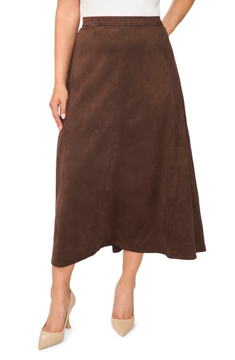 Center Seam Faux Suede Maxi Skirt